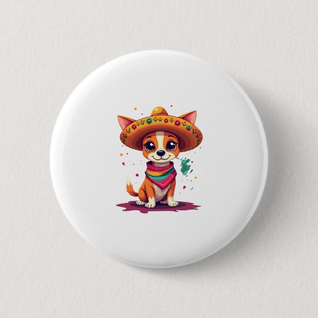 Chihuahua Mexico Cinco de Mayo Funny Dog (6) Button (Vorderseite)
