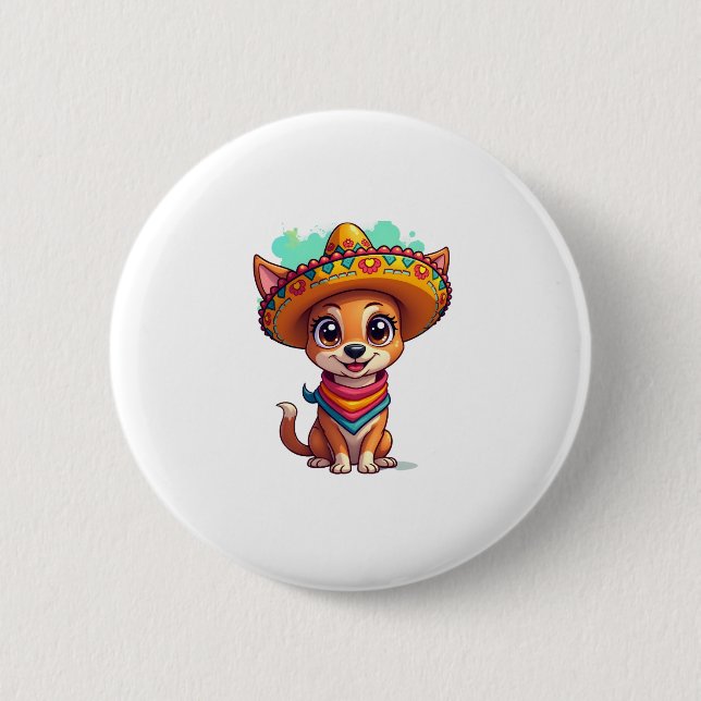 Chihuahua Mexico Cinco de Mayo Funny Dog (7) Button (Vorderseite)