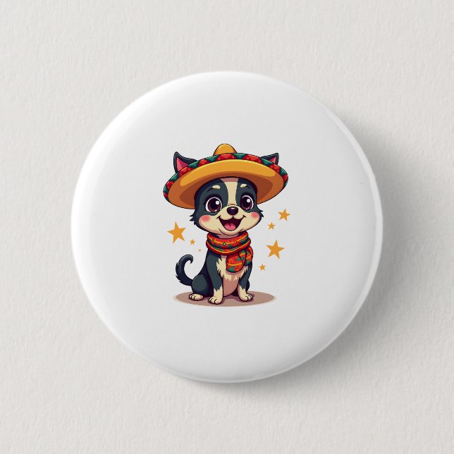 Chihuahua Mexico Cinco de Mayo Funny Dog Copy Button (Vorderseite)
