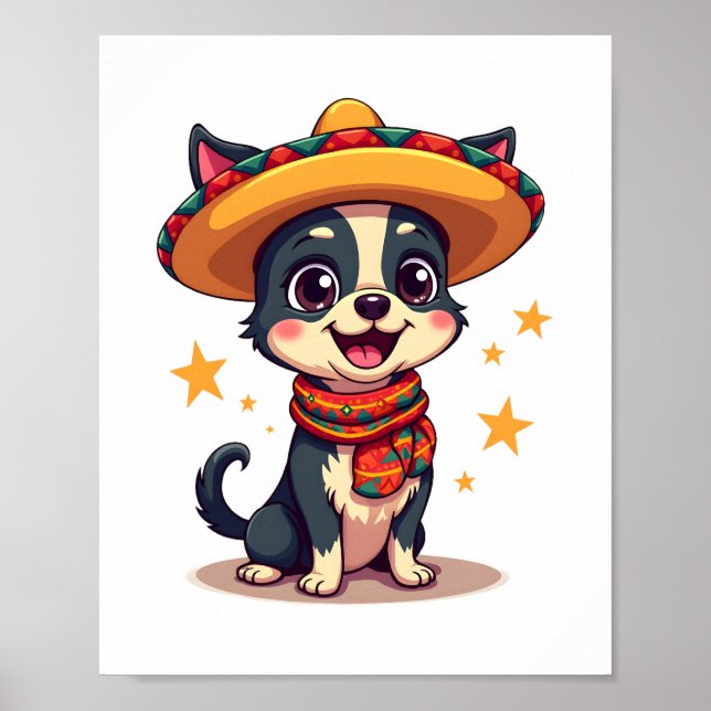 Chihuahua  Mexico  Cinco de Mayo  Funny Dog  Copy Poster (Vorne)