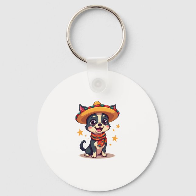 Chihuahua Mexico Cinco de Mayo Funny Dog Copy Schlüsselanhänger (Vorderseite)