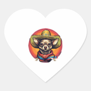 Chihuahua Mexico Cinco de Mayo Funny Dog Herz-Aufkleber