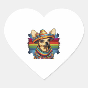 Chihuahua Mexico Cinco de Mayo Funny Dog Herz-Aufkleber