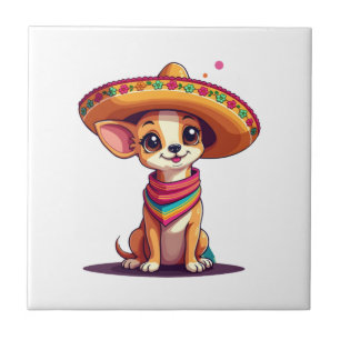 Chihuahua Mexiko Cinco de Mayo Lustiger Hund Fliese