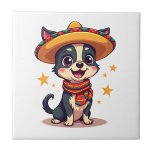 Chihuahua Mexiko Cinco de Mayo Lustiger Hund Kopie Fliese
