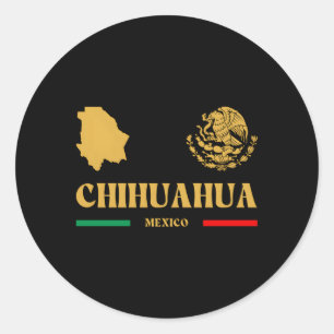 Chihuahua Mexiko mit mexikanischem Emblem Chihuahu Runder Aufkleber