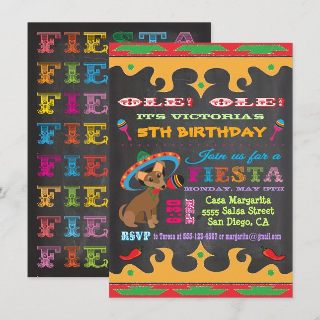 Chihuahua Mexique fête d'anniversaire Invitation (Devant / Derrière)