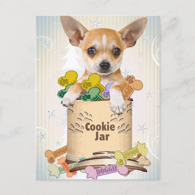Chihuahua mit Cookie Jar Postkarte (Vorderseite)