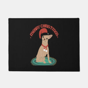 Chihuahua mit einer Weihnachtsmannmütze Fußmatte