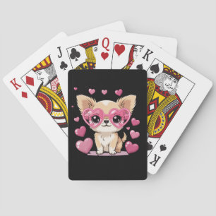 Chihuahua mit Herz-Sonnenbrille Süßer Hund Liebes- Spielkarten