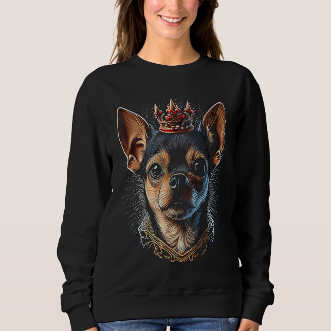 Chihuahua mit Krone Sweatshirt (Vorderseite)