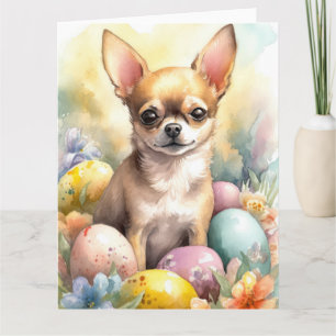 Chihuahua mit Ostereiern Urlaub Karte
