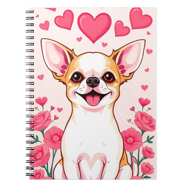 Chihuahua mit rosa Herzen Notizblock (Vorderseite)