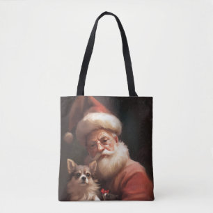 Chihuahua mit Santa Claus Festliches Weihnachten Tasche