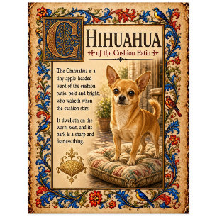 Chihuahua, mittelalterliche Bestiarien-Kunst Postkarte