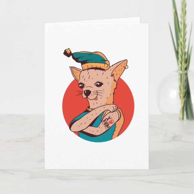 Chihuahua Mom Tattoo Karte (Vorderseite)