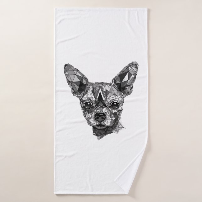 Chihuahua Mosaic Geometrical Art Chien (Serviette de bain)