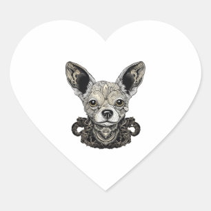 Chihuahua Mosaic Geometrie Art Dog Herz-Aufkleber