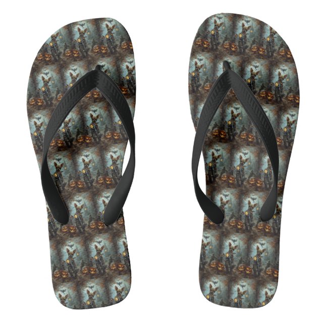 Chihuahua-Motorrad Halloween Beängstigend Flip Flops (Fußbett)