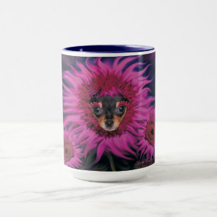 Chihuahua Mug de chiots et de fleurs roses