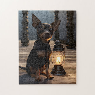 Chihuahua neben Lanturn