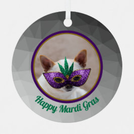 Chihuahua niedlich Happy Mardi Gras funkelnd Maske Ornament Aus Metall