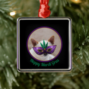 Chihuahua niedlich Happy Mardi Gras funkelnd Maske Ornament Aus Metall