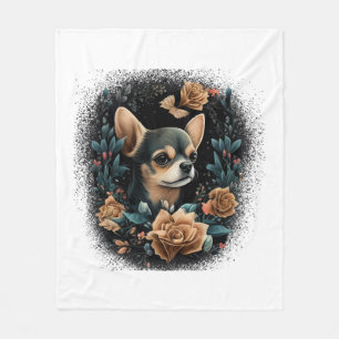 Chihuahua Niedlich Hund Schöne Blume Girl Fleecedecke