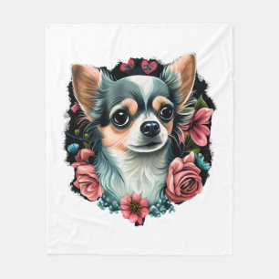 Chihuahua Niedlich Hund Schöne Blume Girl Fleecedecke