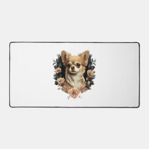 Chihuahua Niedlich Hund Schöne Blume Girl Schreibtischunterlage
