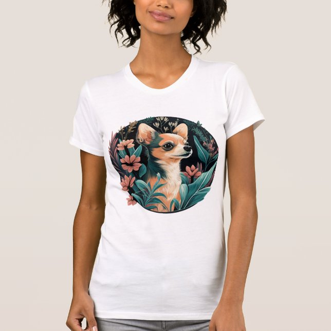 Chihuahua Niedlich Hund Schöne Blume Girl T-Shirt (Vorderseite)