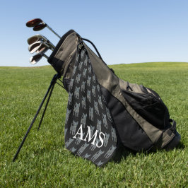 Chihuahua Niedlich Hund Silhouette Y&B Grid Black Golfhandtuch
