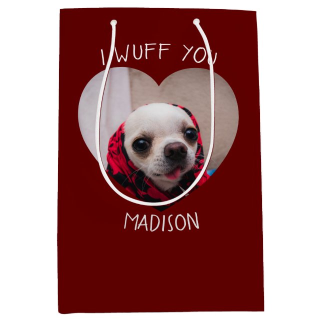 Chihuahua niedlich wuchsen Sie Liebe Valentinische Mittlere Geschenktüte (Vorderseite)