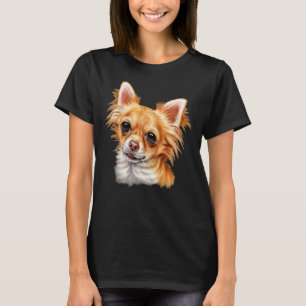 Chihuahua Niedlicher Hund mit langhaariger Aquarel T-Shirt