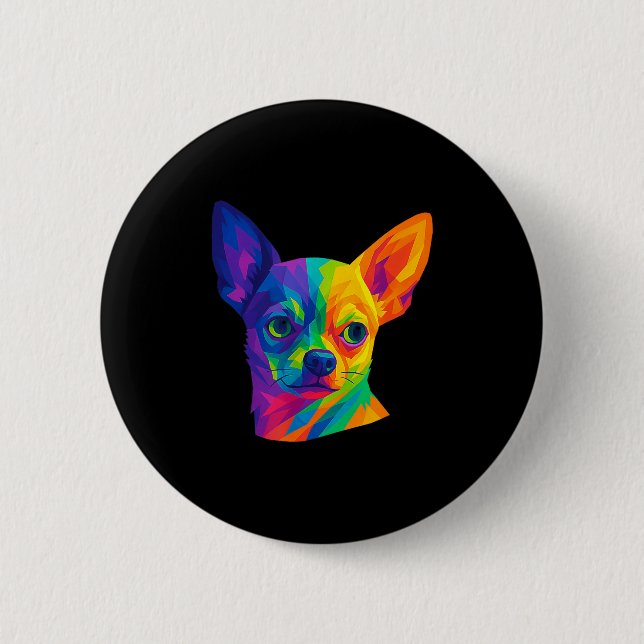 Chihuahua P Art Rtrait For Dog Owners  Button (Vorderseite)