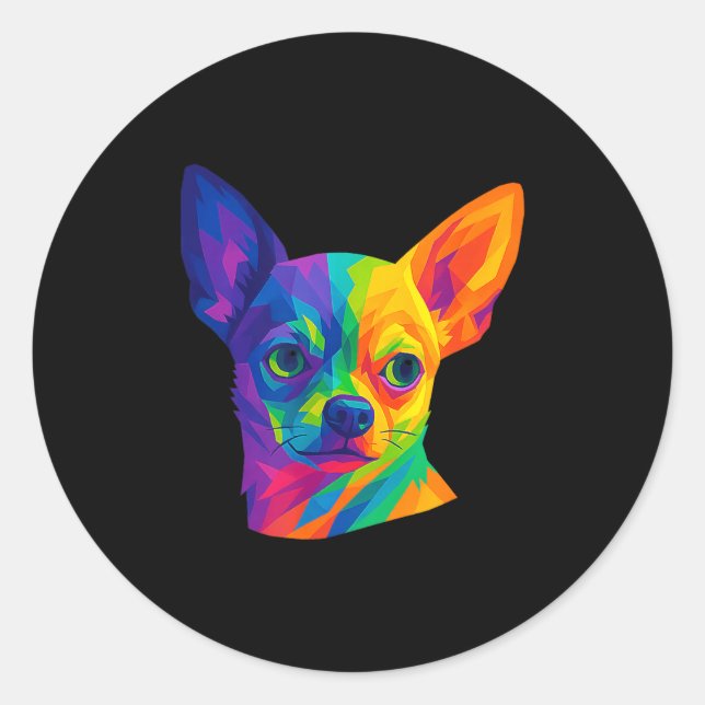 Chihuahua P Art Rtrait For Dog Owners  Runder Aufkleber (Vorderseite)
