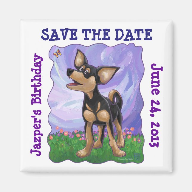 Chihuahua Party Center Magnet (Vorne)