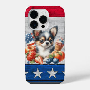 Chihuahua Patriotische Frucht USA Langhaar Chihuah iPhone 14 Pro Hülle