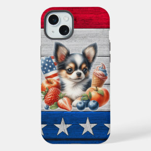 Chihuahua Patriotische Frucht USA Langhaar Chihuah iPhone 15 Plus Hülle