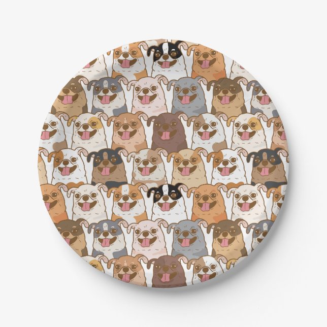 Chihuahua Pattern Pappteller (Vorderseite)