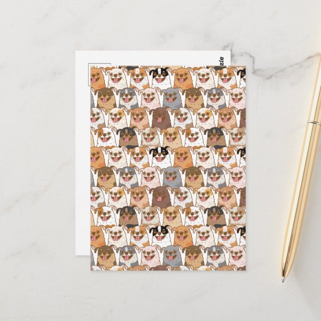 Chihuahua Pattern Postkarte (Vorderseite/Rückseite Beispiel)