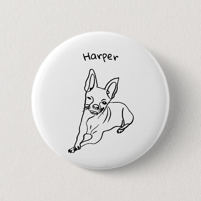 Chihuahua: Personalisierte Art Deco Button (Vorderseite)