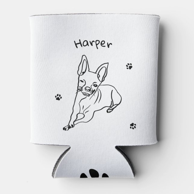 Chihuahua: Personalisierte Art Deco Dosenkühler (Vorderseite)