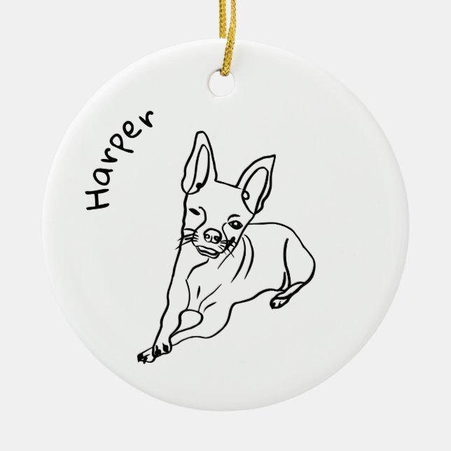 Chihuahua: Personalisierte Art Deco Keramik Ornament (Vorne)