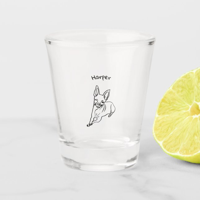 Chihuahua: Personalisierte Art Deco Schnapsglas (Vorderseite)