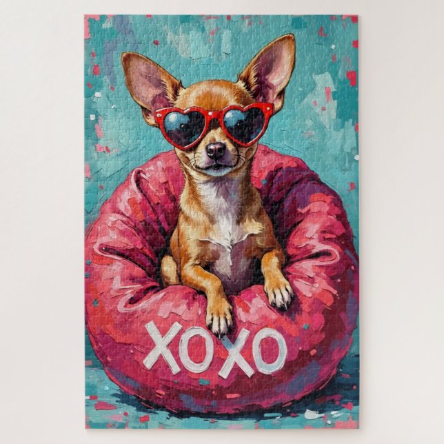 Chihuahua Pop Art Heart Sunglasses Valentine (Vertikal)