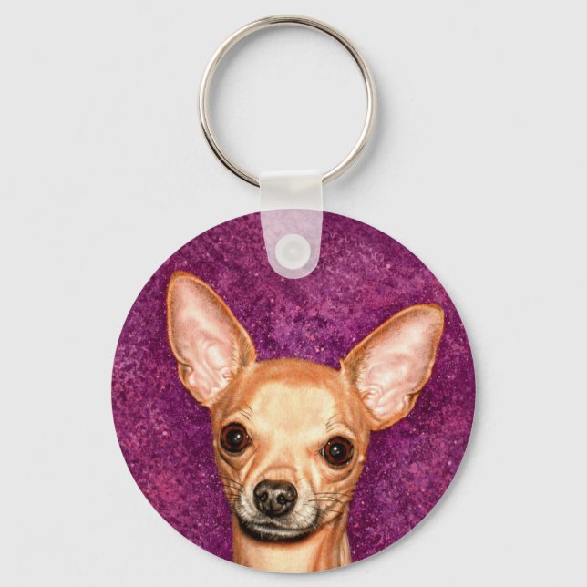 Chihuahua Portrait Schlüsselanhänger (Vorderseite)