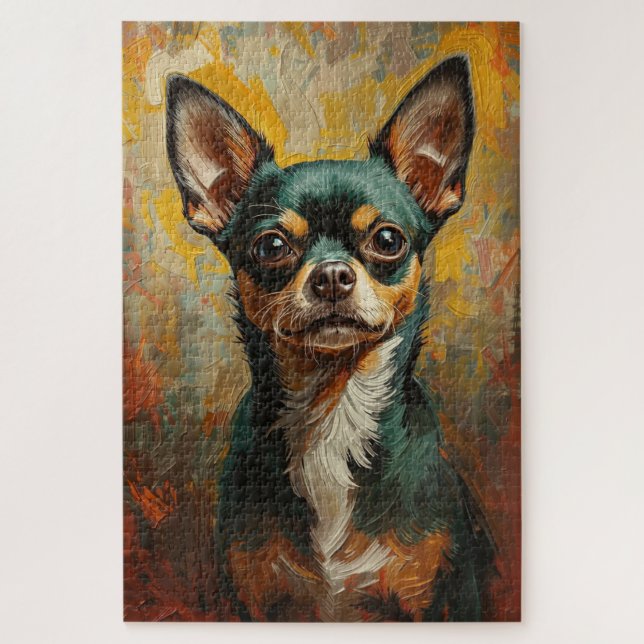 Chihuahua Portrait Vibrant Ölgemälde (Vertikal)