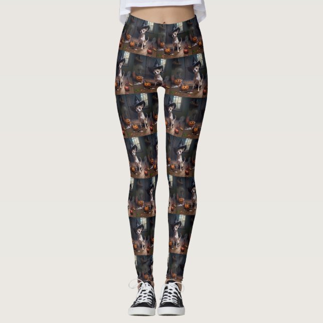 Chihuahua Pumpkins Halloween Beängstigend Leggings (Vorderseite)