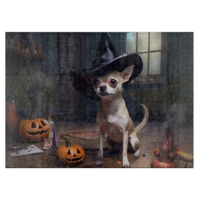 Chihuahua Pumpkins Halloween Beängstigend Schneidebrett (Vorderseite)